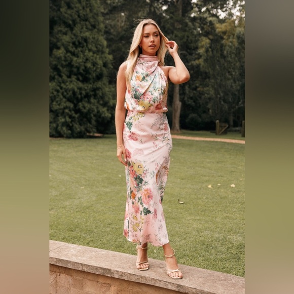 Petal & pup stain mock neck floral midi dress nwot - Picture 4 of 7